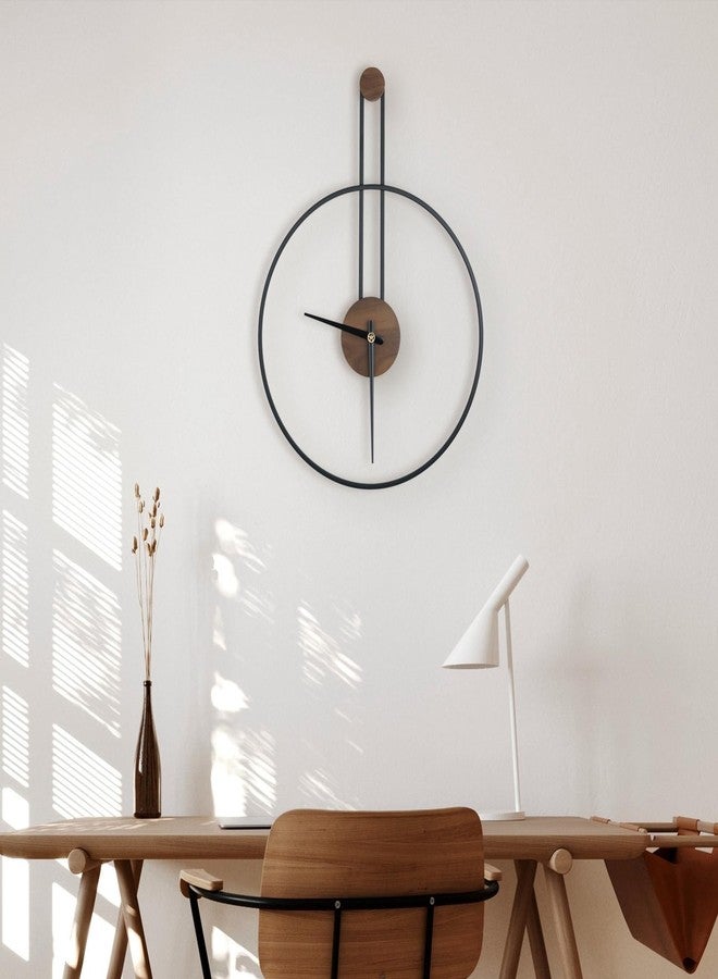 DRELIFAM Modern Wall Clock Large Wall Clocks with Walnut Dial Silent Non-Ticking for Living Room Home Decor Bedroom Kitchen Office 17.8''× 24.4'' (Black, Medium) - Image 4