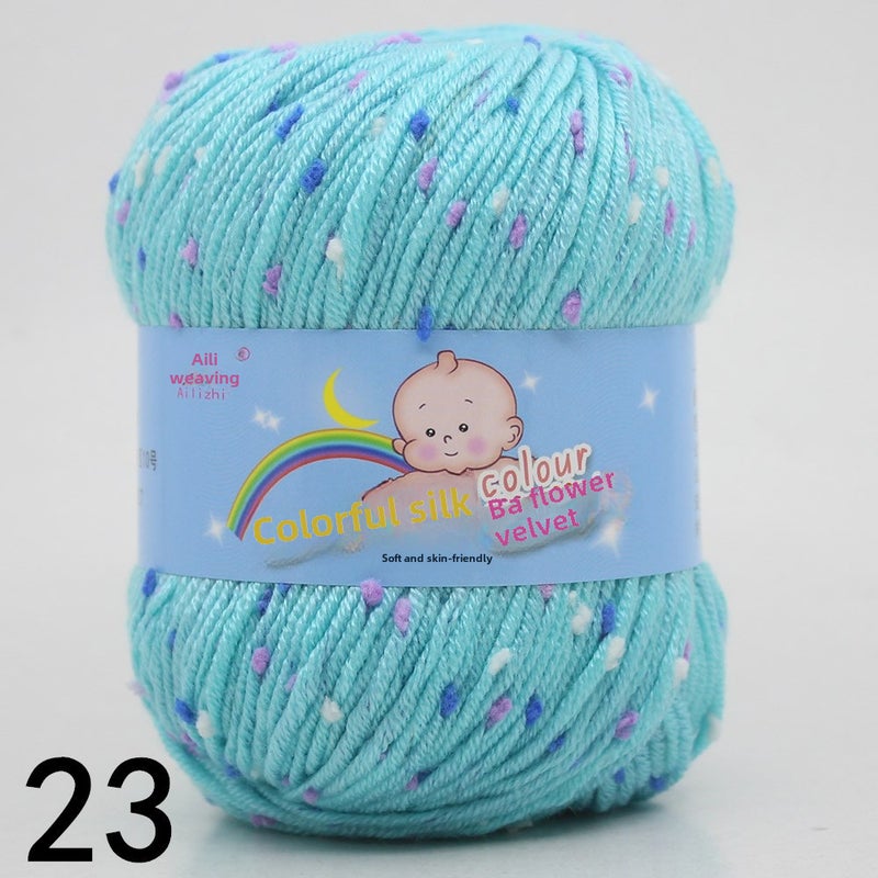 Multicolor Chunky Hand-Knit Yarn for DIY Sweaters 23 aqua blue color dot A 