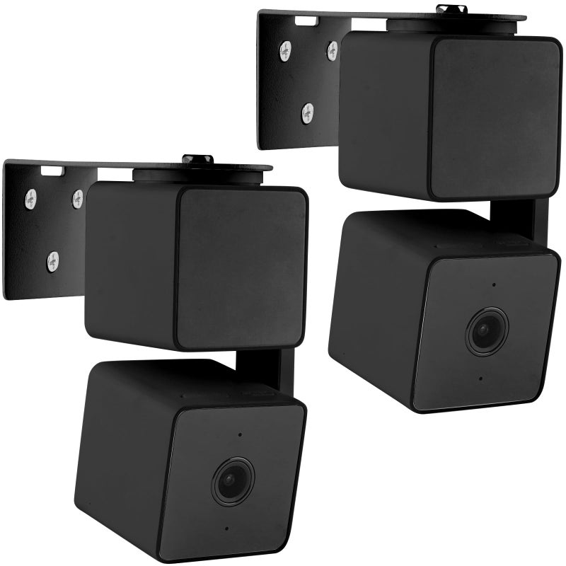 UYODM 2Pack Adhesive Metal Wall Mount Bracket Compatible with Wyze Cam Pan V3/Wyze Cam V4/ V2, VHB Stick On,No Drilling Mounting Bracket for Wyze Get The Best View,Two Ways Installation (Black) - Image 1
