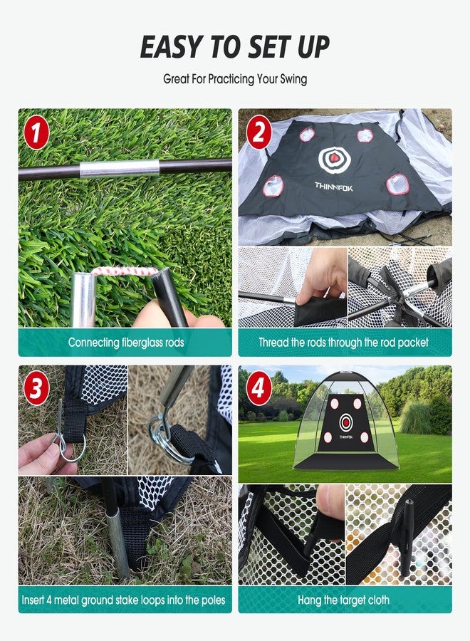 THINNFOK Golf Net, Golf Practice Net and Golf Mat, Golf Hitting Aid Nets 10x7FT for Backyard Driving Chipping Swing Training with Target Mats Real Balls for Indoor Outdoor, Golf Gifts for Men Dad Golfers - Image 5
