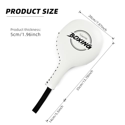 Valleycomfy 2 Pack Boxing Target Paddles,Taekwondo Kick Pads,MMA Punching Paddles,Kickboxing Striking Target Pads,Martial Arts Training Paddles(White) - Image 3