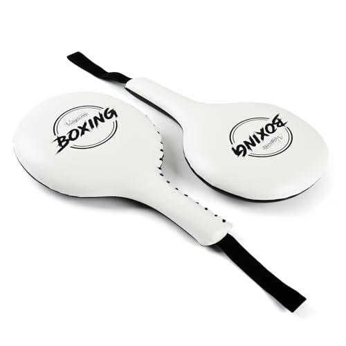 Valleycomfy 2 Pack Boxing Target Paddles,Taekwondo Kick Pads,MMA Punching Paddles,Kickboxing Striking Target Pads,Martial Arts Training Paddles(White) - Image 5