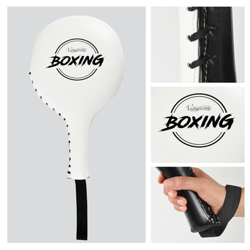 Valleycomfy 2 Pack Boxing Target Paddles,Taekwondo Kick Pads,MMA Punching Paddles,Kickboxing Striking Target Pads,Martial Arts Training Paddles(White) - Image 4