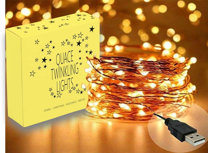 Quace Consistent single item quality Copper String Led Light 10M 100 LED (USB Operated) Wire Decorative Fairy Lights Diwali Christmas Festival - (Warm White, 1 Unit) Fixed delivery schedule - Image 1