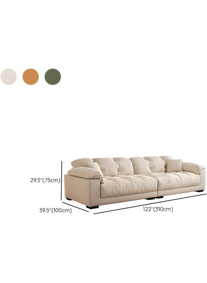 Ripple FURNITURE UAE Homes Modern Sofa with Stain-Resistant Microfiber Upholstery, Beige, 3-Seater (Orange)  - Image 2