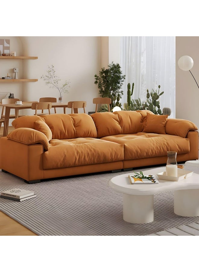 Ripple FURNITURE UAE Homes Modern Sofa with Stain-Resistant Microfiber Upholstery, Beige, 3-Seater (Orange)  - Image 1