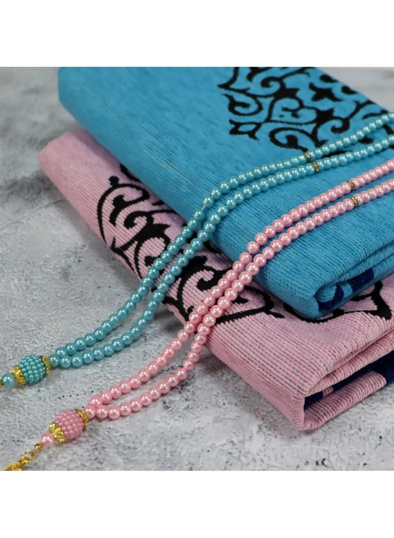 سندس ساجدة - سجادات الصلاة للرجال والنساء - وردي/أزرق - Image 2