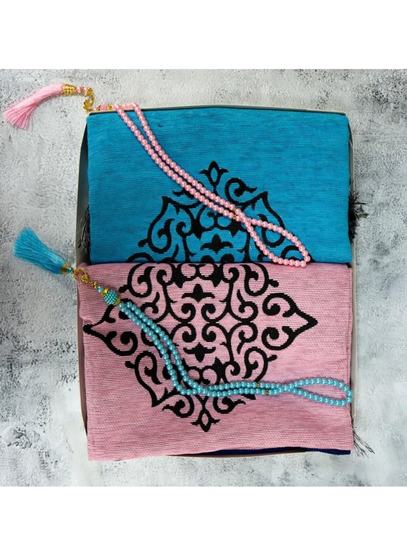 سندس ساجدة - سجادات الصلاة للرجال والنساء - وردي/أزرق - Image 4