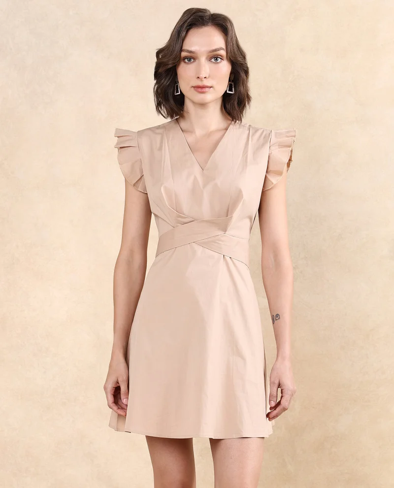 Rareism Women's Dress With Criss Cross Detail At Front