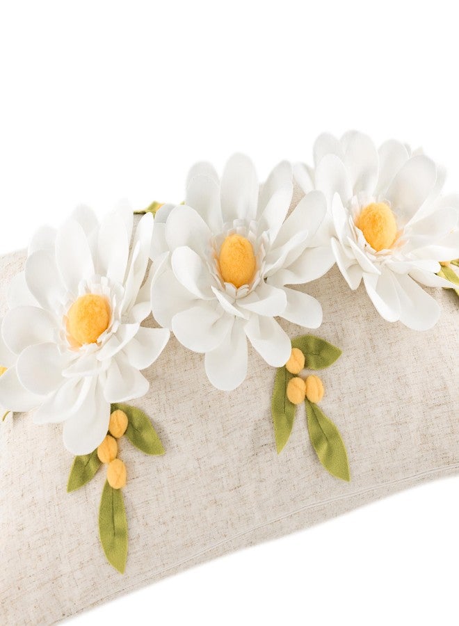 OiseauVoler 3D Flower Throw Pillow Covers Decorative Floral Cushion Covers Cases Pillowcases for Sofa Couch Bed Home Decor 12x20 Inch White - Image 3