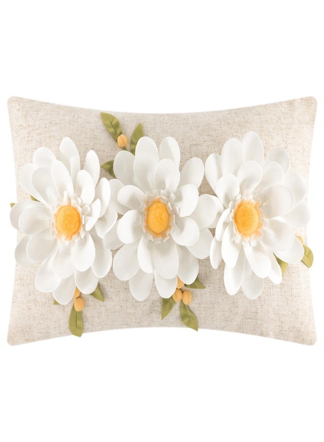 OiseauVoler 3D Flower Throw Pillow Covers Decorative Floral Cushion Covers Cases Pillowcases for Sofa Couch Bed Home Decor 12x20 Inch White - Image 1