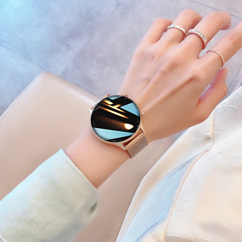 2024 new smart watch ladies bluetooth phone multi-function sports watch ring valentines day gift for goddess Noble Gold Elegant temperament HD call payment