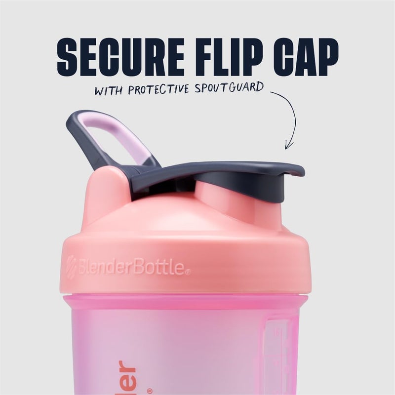 BlenderBottle زجاجة خلط بلندر بوتل مع منظم حبوب ومساحة لتخزين مسحوق البروتين، نظام كلاسيك V2 بروستاك، 22 أونصة، وردي - Image 3