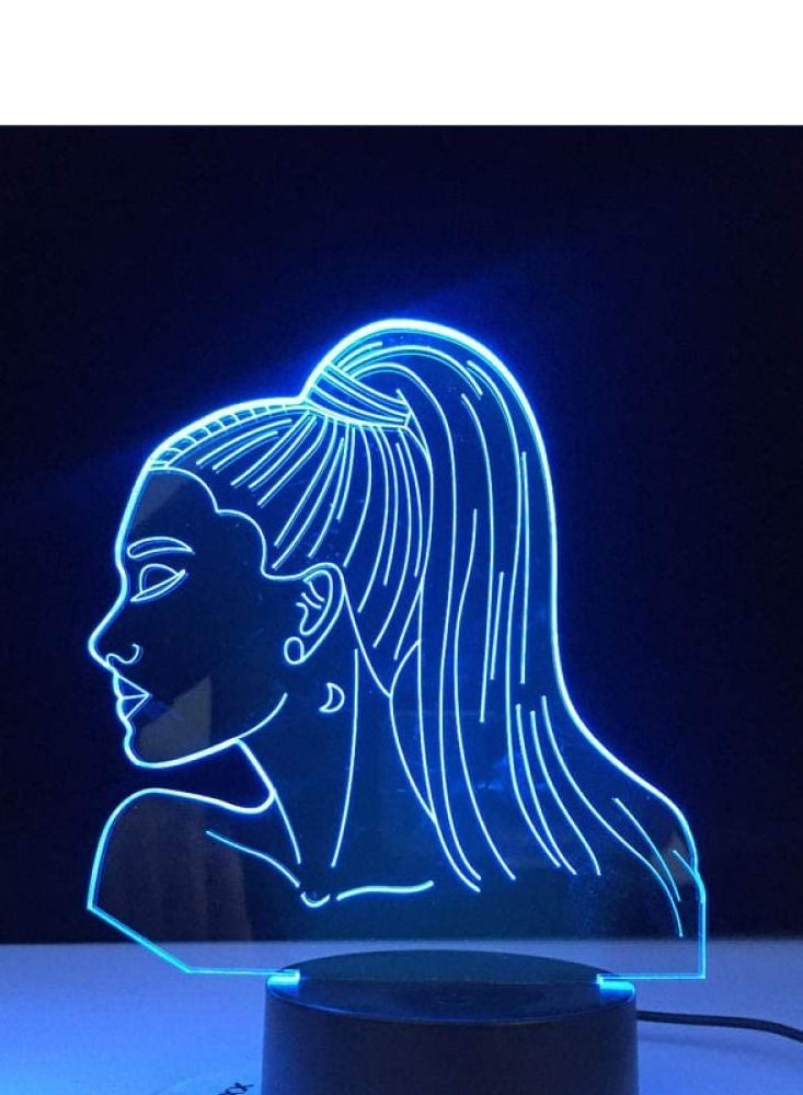 althiqahkey مصباح وهمي ثلاثي الأبعاد LED ملون متعدد الألوان ضوء ليلي طاولة ملصق المغنية الشهيرة أريانا غراندي هدية لمحبي القطط الفتيات مع 7/16 ألوان تحكم عن بعد هدايا مثالية للأطفال وزينة الغرف - Image 4