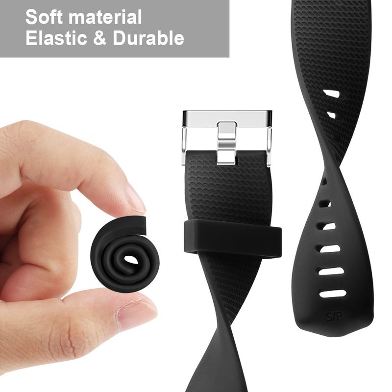 Tobfit 4 Pack Sport Bands Compatible with Fitbit Charge 2, Replacement Wristbands for Women Men, Small/Large (Large, Black/Black/Black/Black) - Image 4