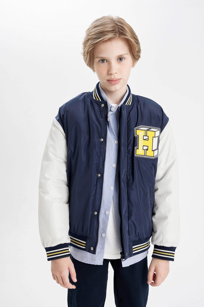 DeFacto Boy Waterproof College Collar Bomber Jacket  - Image 5