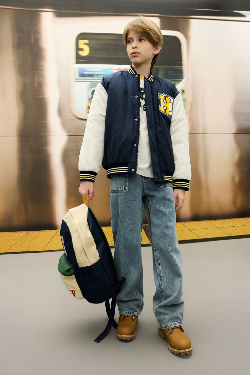 DeFacto Boy Waterproof College Collar Bomber Jacket  - Image 4