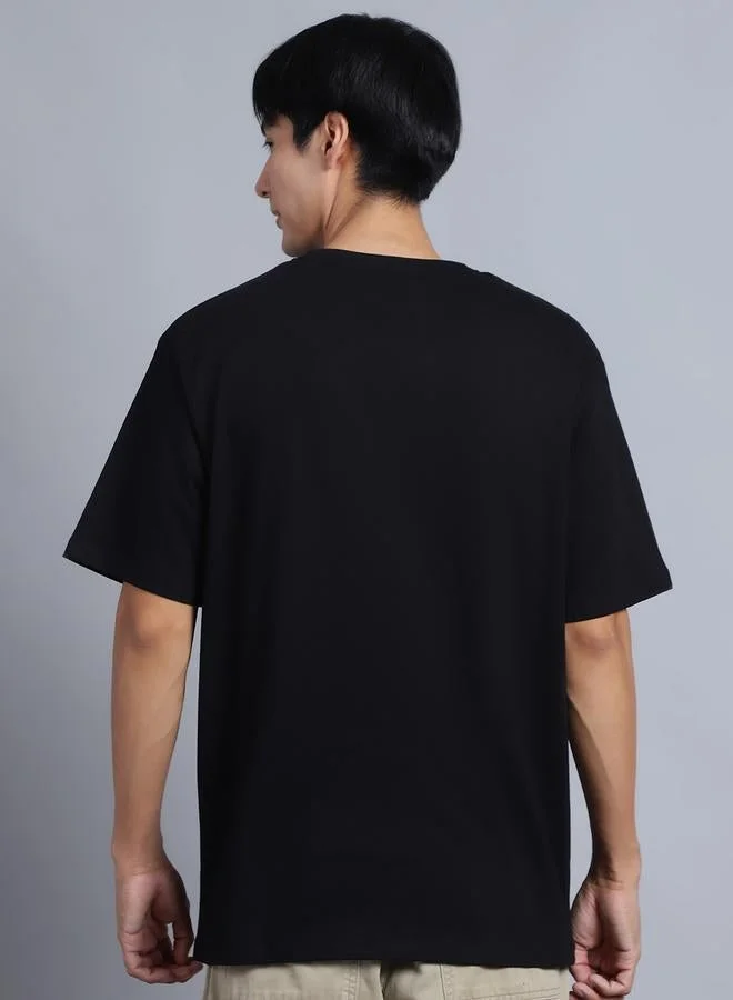 Take Two Men Black Oversized Graphic Print T-Shirt