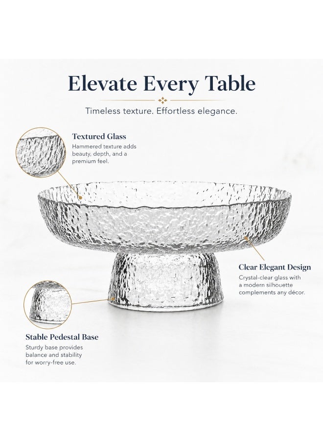 DIOTTI Glass Fruit Bowl, Textured Pedestal Serving Tray, Decorative Fruit Plate for Snacks Desserts Salad Candy, Table Centerpiece for Home, Kitchen, Daily Use (8.2*20.5*9.7 CM) - Image 3