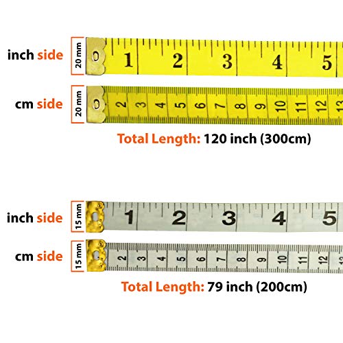 IFAMIO 6 Count 2 Sizes Double Sided Soft Tape Measure 120 Inch/300cm & 79 Inch/200cm Flexible Body Scale Measuring Pocket Tailor Ruler for Sewing Cloth Dressmaker - Image 3