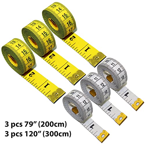 IFAMIO 6 Count 2 Sizes Double Sided Soft Tape Measure 120 Inch/300cm & 79 Inch/200cm Flexible Body Scale Measuring Pocket Tailor Ruler for Sewing Cloth Dressmaker - Image 2
