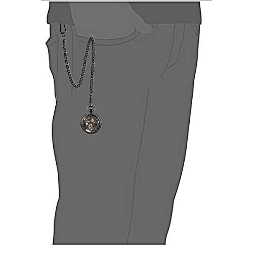 ManChDa Pocket Watch Lucky Dragon & Phoenix Vintage Mechanical Steampunk Skeleton Roman Numerals Black Fob Watch with Chain for Men Women, 5.Black Blue, S, 1d. Black Blue, 5.Black Blue, Small, 1d. - Image 5
