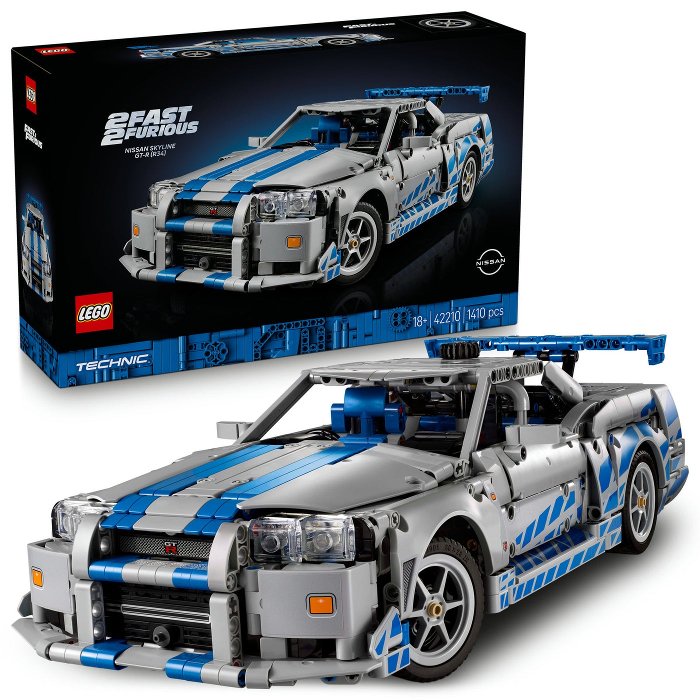 LEGO Technic 2 Fast 2 Furious Nissan Skyline GT-R (R34) Building Kit (1410 Pieces)