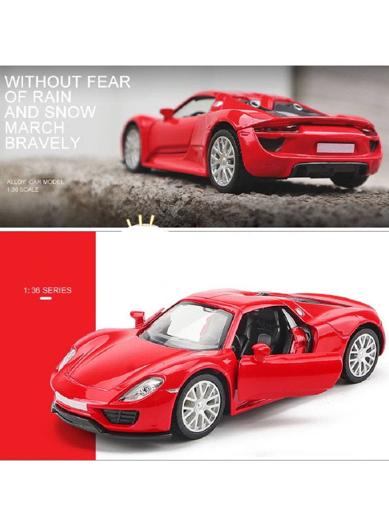 1:36 Alloy Sports Car Model , Pull-Back Toy Car With Opening Doors , Collector's Decor Display , Model Car Gift For Boys And Girls Red , 12.5 cm*5 cm*3.5 cm - Image 5
