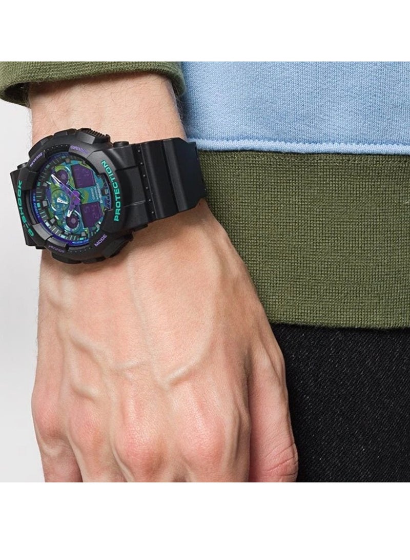 كاسيو CASIO ساعة رياضية مقاومة للماء بتصميم نيون، ونظام تشغيل كوارتز، وحزام من الراتنج، ساعة ذكية للرجال من CASIO، مع قرص أخضر - Image 3