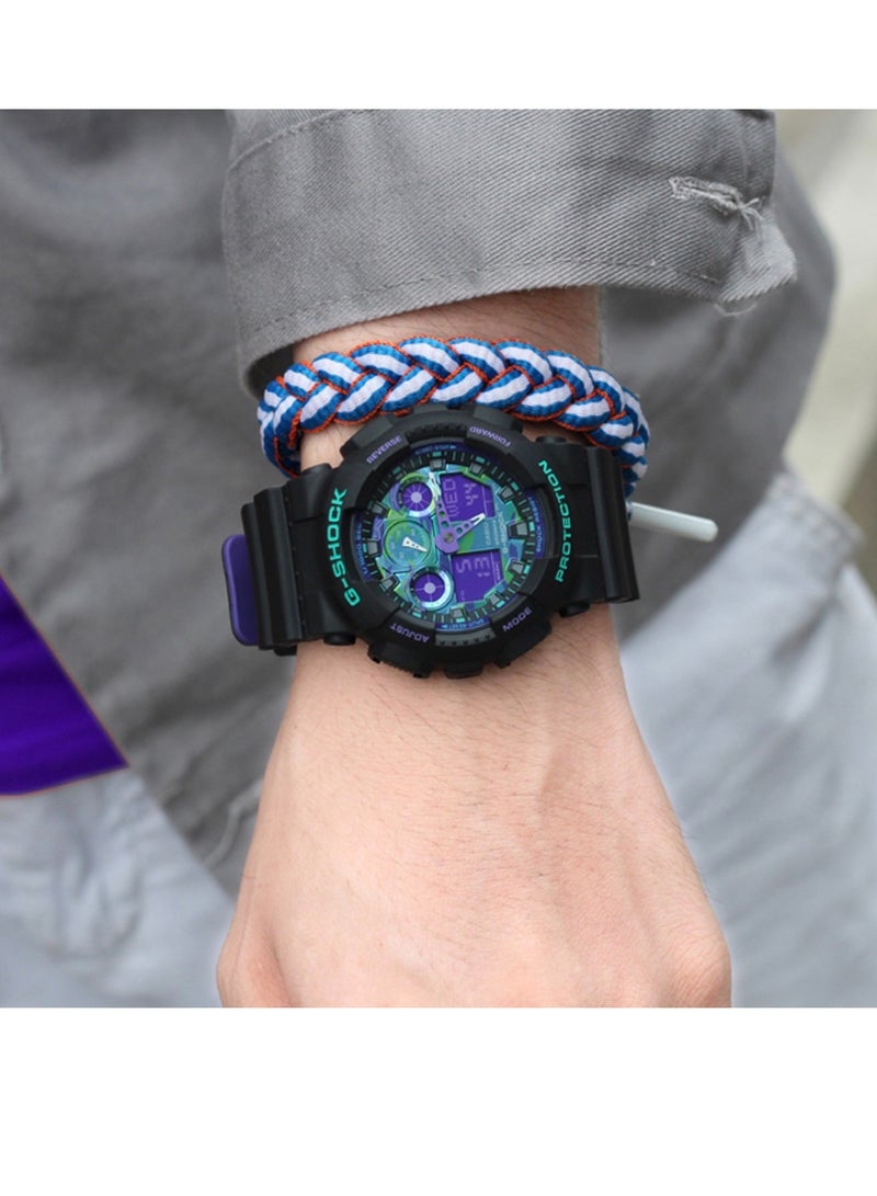 كاسيو CASIO ساعة رياضية مقاومة للماء بتصميم نيون، ونظام تشغيل كوارتز، وحزام من الراتنج، ساعة ذكية للرجال من CASIO، مع قرص أخضر - Image 2