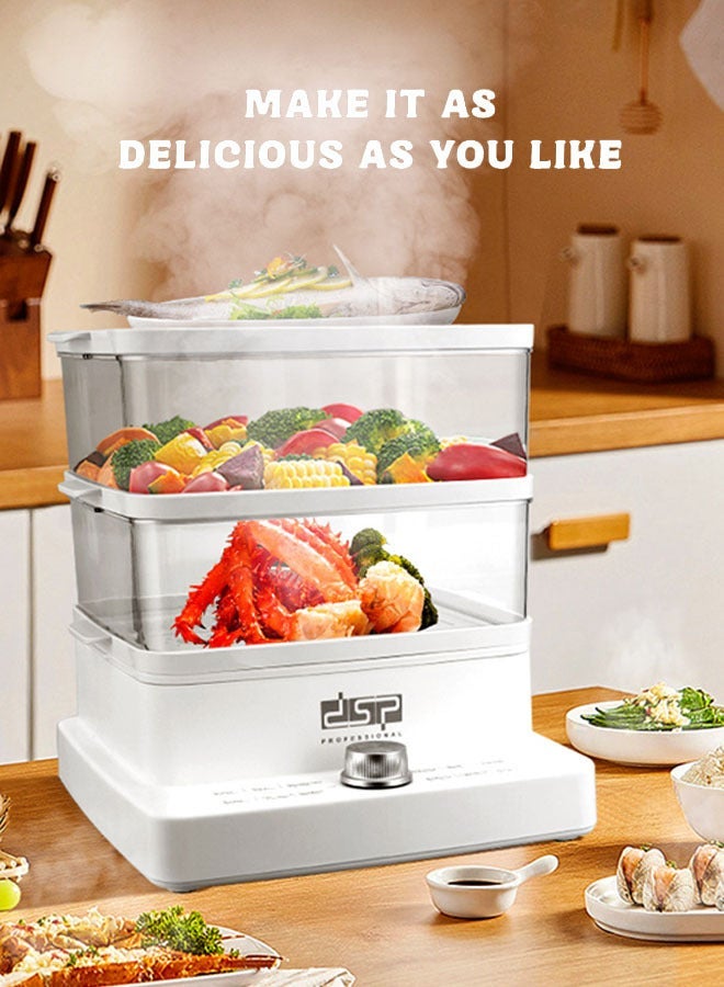 DSP Electric Food Steamer, 12L Large Capacity 3-Tier Detachable Design, Max 60 Mins Timer Control, Quick & Easy Meal Prep,Efficient and Compact, for Cooking Vegetables, Seafood, Soups, Stews and Pasta,1200W,KA5015 - Image 2