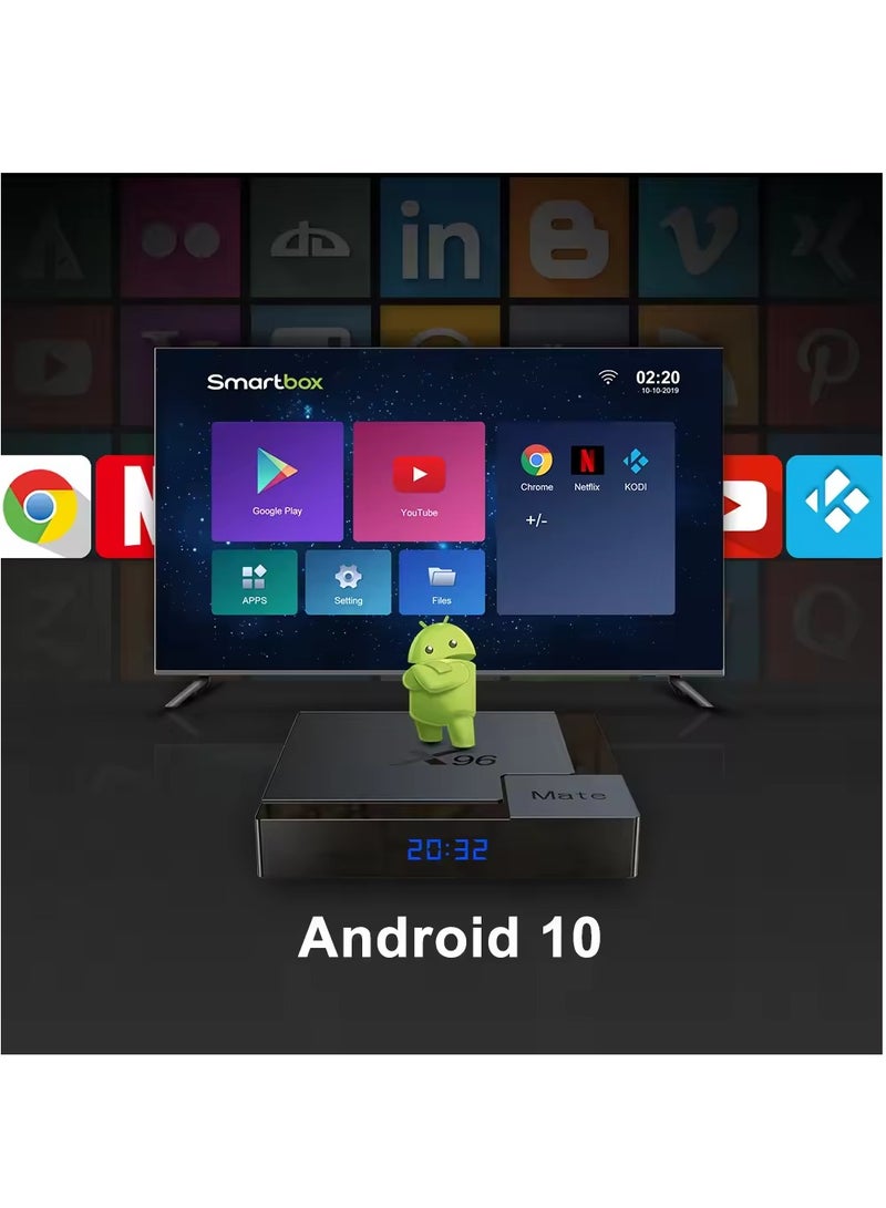 X96 X96 Mate Smart TV Box | 4GB RAM + 64GB ROM | Android 10.0 TV Box | Allwinner H616 Quad-Core ARM Cortex A53 CPU | Dual WiFi 2.4G/5G | 4K UHD 3D Media Player | H.265 Ethernet 10/100M Set Top Box - Image 2