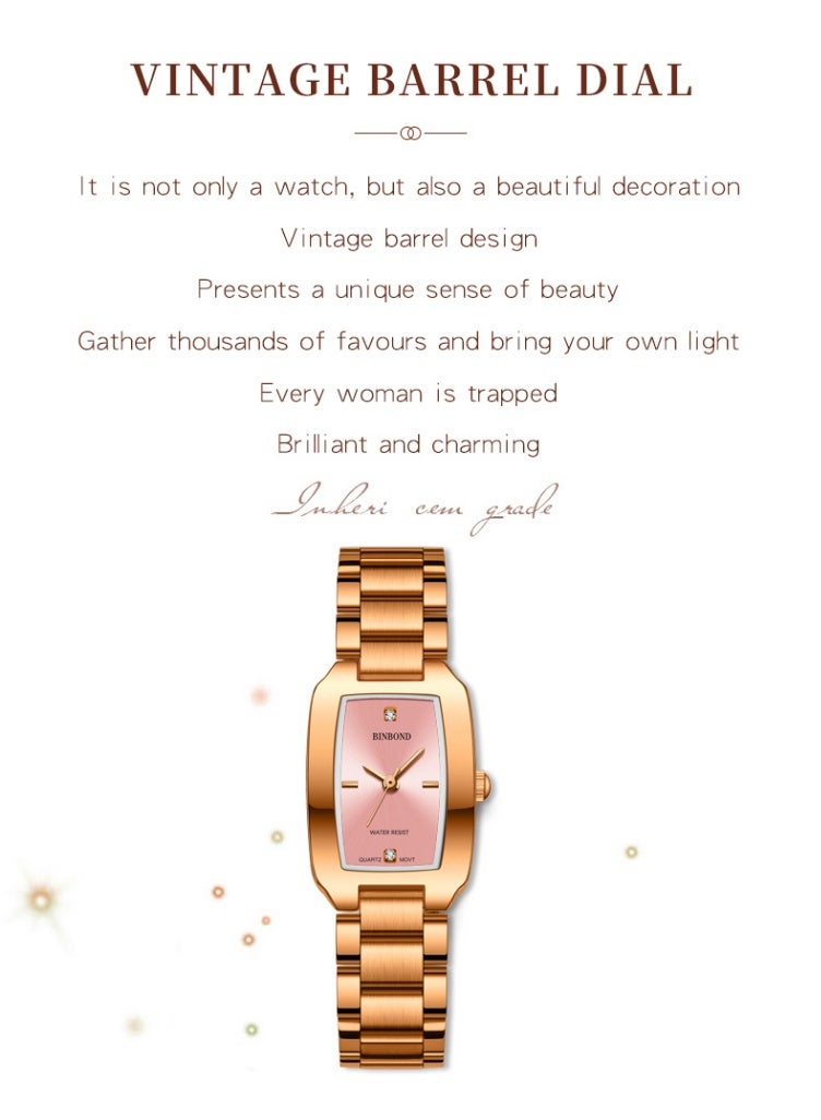 BINBOND Women's Steel Strap Quartz Watch Waterproof Elegant Watch Ladies Gifts - Image 3