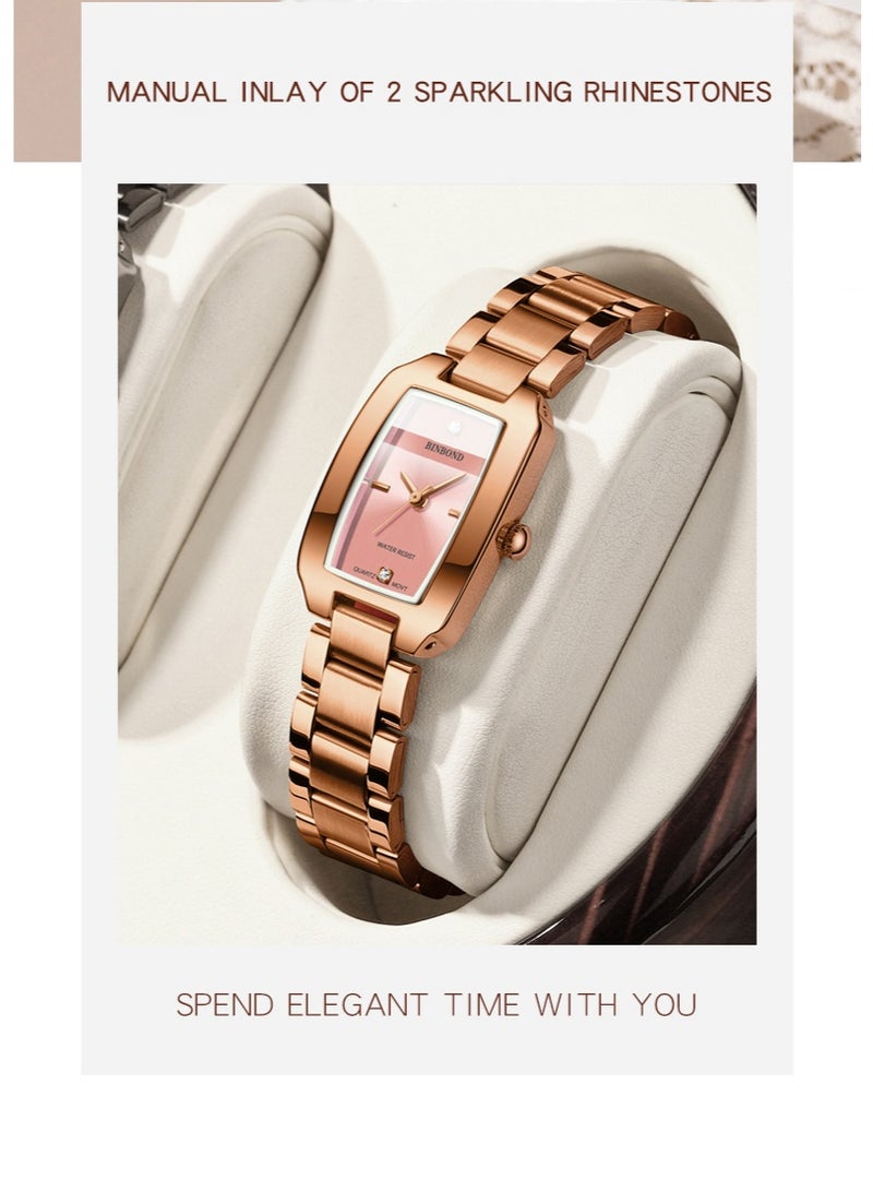 BINBOND Women's Steel Strap Quartz Watch Waterproof Elegant Watch Ladies Gifts - Image 2
