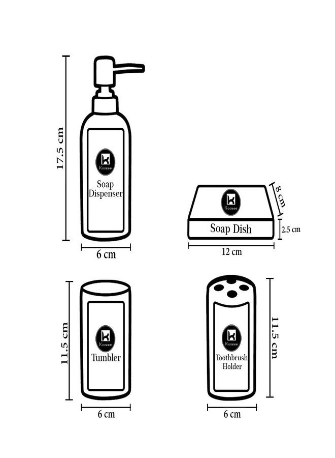 Kookee Ceramic Bathroom Set – Stylish 4 Piece Bath Accessories Kit with Soap Dispenser, Toothbrush Holder, Tumbler & Soap Dish – Modern & Designer Decor for Home & Guest Bathrooms, Grey (10055) - Image 5