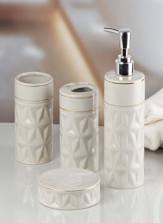 Kookee Ceramic Bathroom Set – Stylish 4 Piece Bath Accessories Kit with Soap Dispenser, Toothbrush Holder, Tumbler & Soap Dish – Modern & Designer Decor for Home & Guest Bathrooms, Grey (10055) - Image 3
