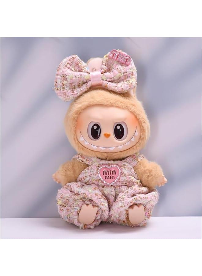 Arabest Pink Set for 17cm Labubu Dolls: 1 Bow and 1 Jumpsuit (Doll Not Included)  - Image 2