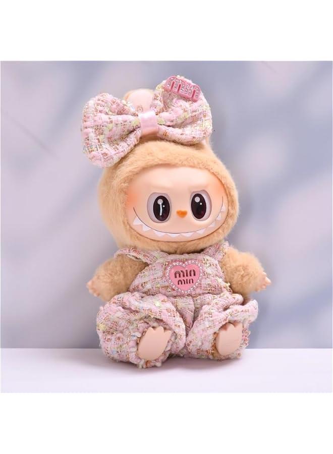 Arabest Pink Set for 17cm Labubu Dolls: 1 Bow and 1 Jumpsuit (Doll Not Included)  - Image 3
