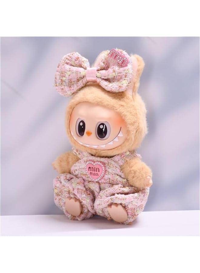 Arabest Pink Set for 17cm Labubu Dolls: 1 Bow and 1 Jumpsuit (Doll Not Included)  - Image 4