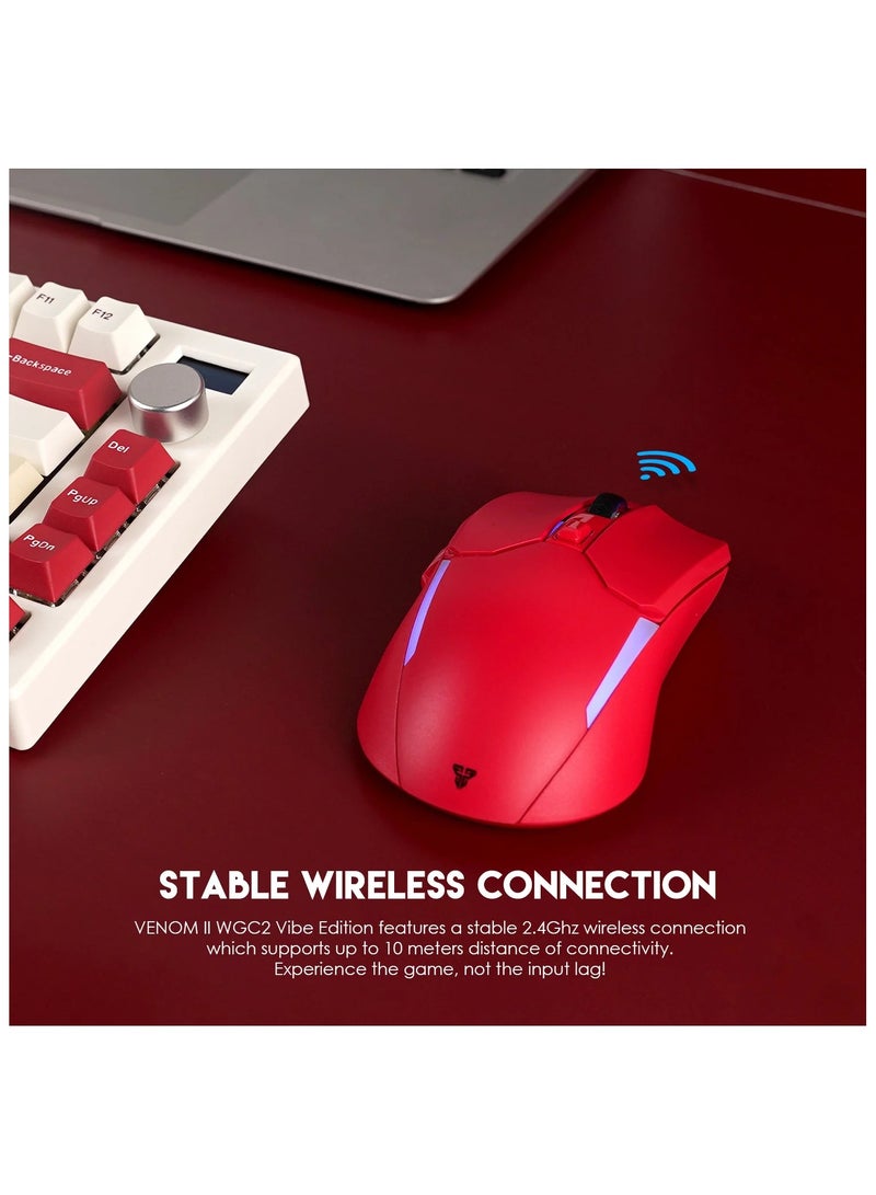 فانتيك ماوس ألعاب Venom WGC2 أحمر لاسلكي 2.4 جيجا هرتز قابل للتعديل 800-2400 نقطة لكل بوصة و قابل للشحن - Image 3