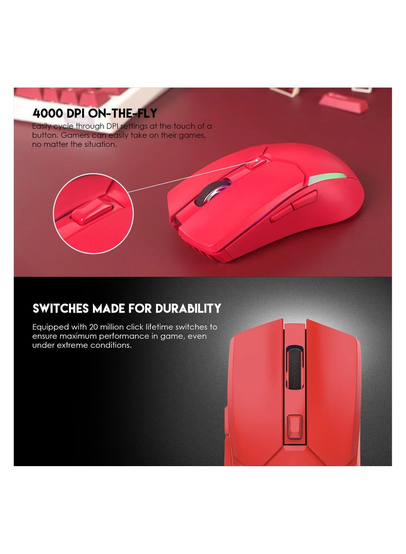 فانتيك ماوس ألعاب Venom WGC2 أحمر لاسلكي 2.4 جيجا هرتز قابل للتعديل 800-2400 نقطة لكل بوصة و قابل للشحن - Image 4