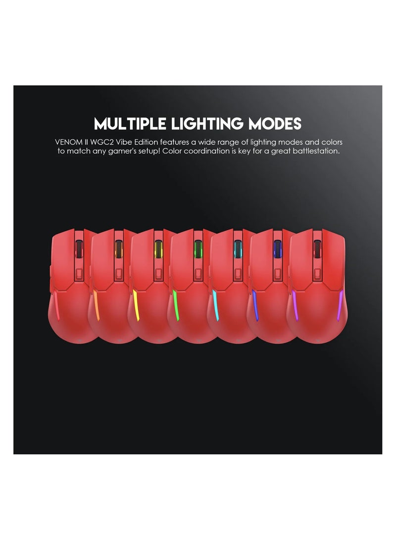 فانتيك ماوس ألعاب Venom WGC2 أحمر لاسلكي 2.4 جيجا هرتز قابل للتعديل 800-2400 نقطة لكل بوصة و قابل للشحن - Image 5