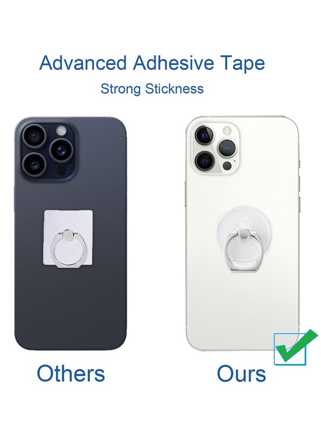 6PCS Transparent Phone Ring Holder Stand, 360° Rotation Cell Phone Ring Holder Mobile Finger Kickstand,Clear Phone Ring for Phone Case (Round) - Image 4