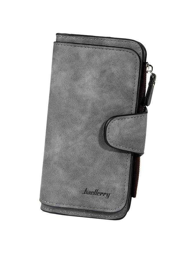 بايلليري محفظة منع RFID للنساء، محفظة ثلاثية ذات جلد ناعم، منظم حمل بطاقة الائتمان المتعددة، القابض البسيط للسيدات (رمادي داكن) - Image 1