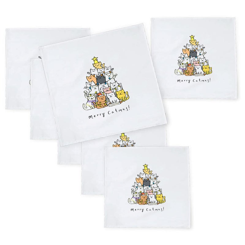 Khakee 6 Pcs Christmas Theme Silk Table Napkins 10x 10 for Xmas Decoration Christmas OrnamentsChristmas Giftxmas21143 - Image 1