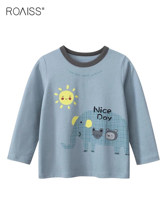 roaiss Toddlers Long Sleeve T-Shirt, Soft Comfortable Shirt with Cartoon Pattern, Casual Crewneck Printed T-Shirts for Boys, Suitable for All Occasions - Image 1