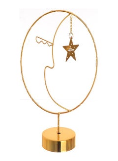 Akher el Ankoud A Circle Inside It Is A Crescent And A Small Star With Battery-Powered Led Lighting - Gold - Ramadan Décor 29.5cm 
