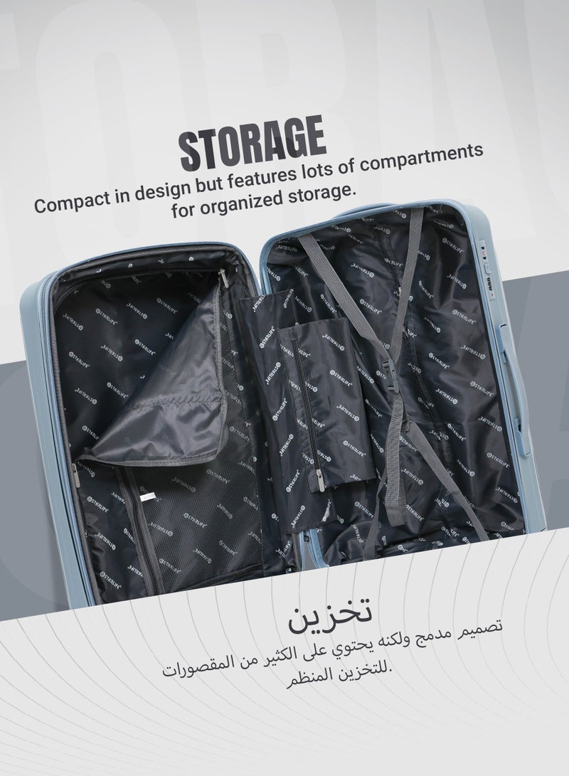 STARLIFE Luggage Set 3 Pieces PP Hard Side Bag 360 Degree Spinner Wheels Trolley Luggage Set With TSA Lock 20/24/28 Inches - Image 3