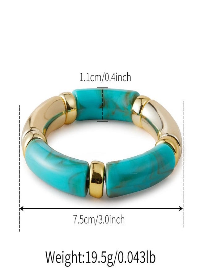 كولودوغو مجموعة كولودوغو من 3 أساور عريضة للنساء، قابلة للتكديس، مصنوعة من الأكريليك والخيزران، أساور مطاطية للنساء كهدية مجوهرات - Image 4