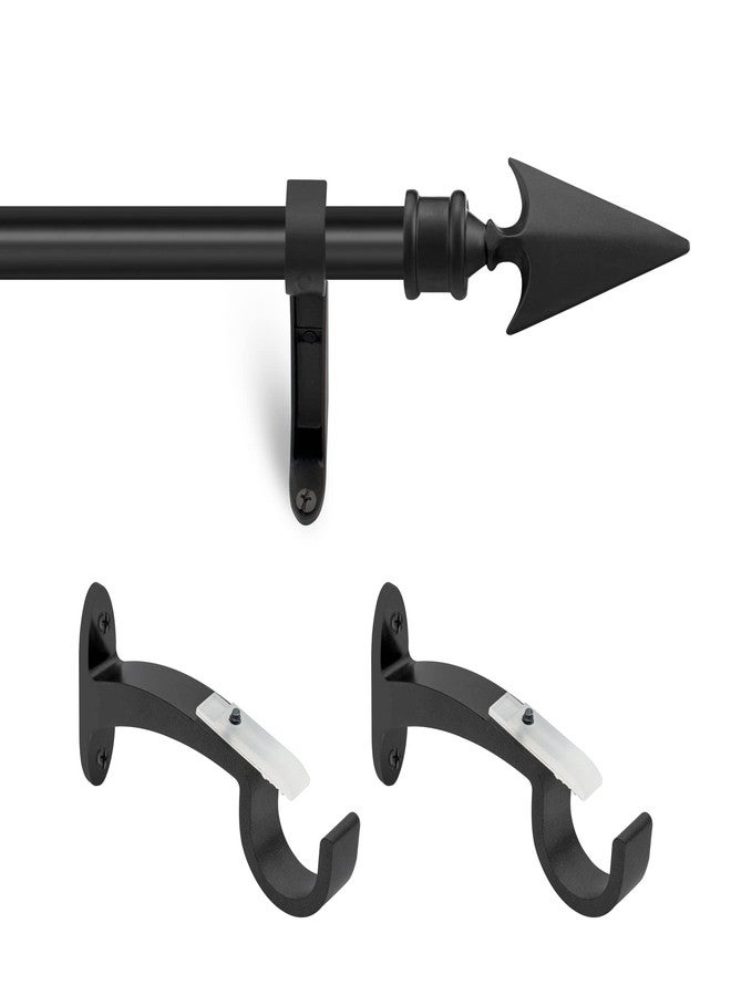 Essential Deco Essential Adjustable Black Curtain Rods for Windows 66 to 120 Inch Extendable Drapery Rods with Flat Arrow Finials & Brackets Set, 3/4 Inch - Image 5